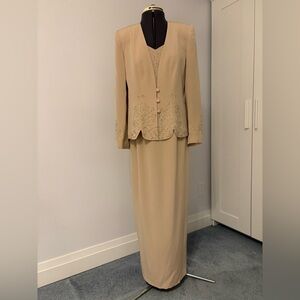 Vintage Mother of the Bride Cream Gown w/ Jacket - Obsessions Couture